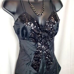 Charlotte Russe Sequin Bow Cami in black